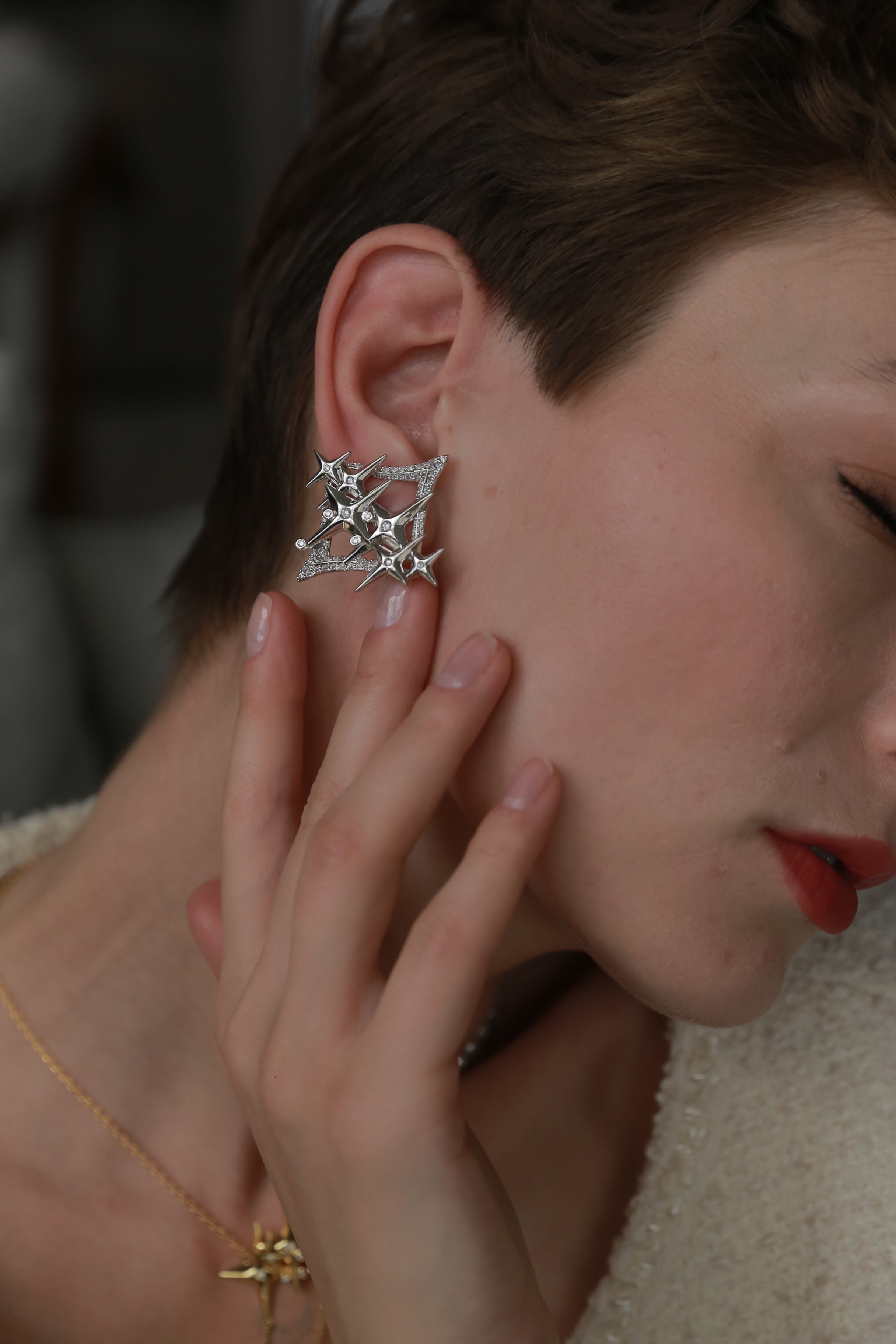 White Starry Earrings